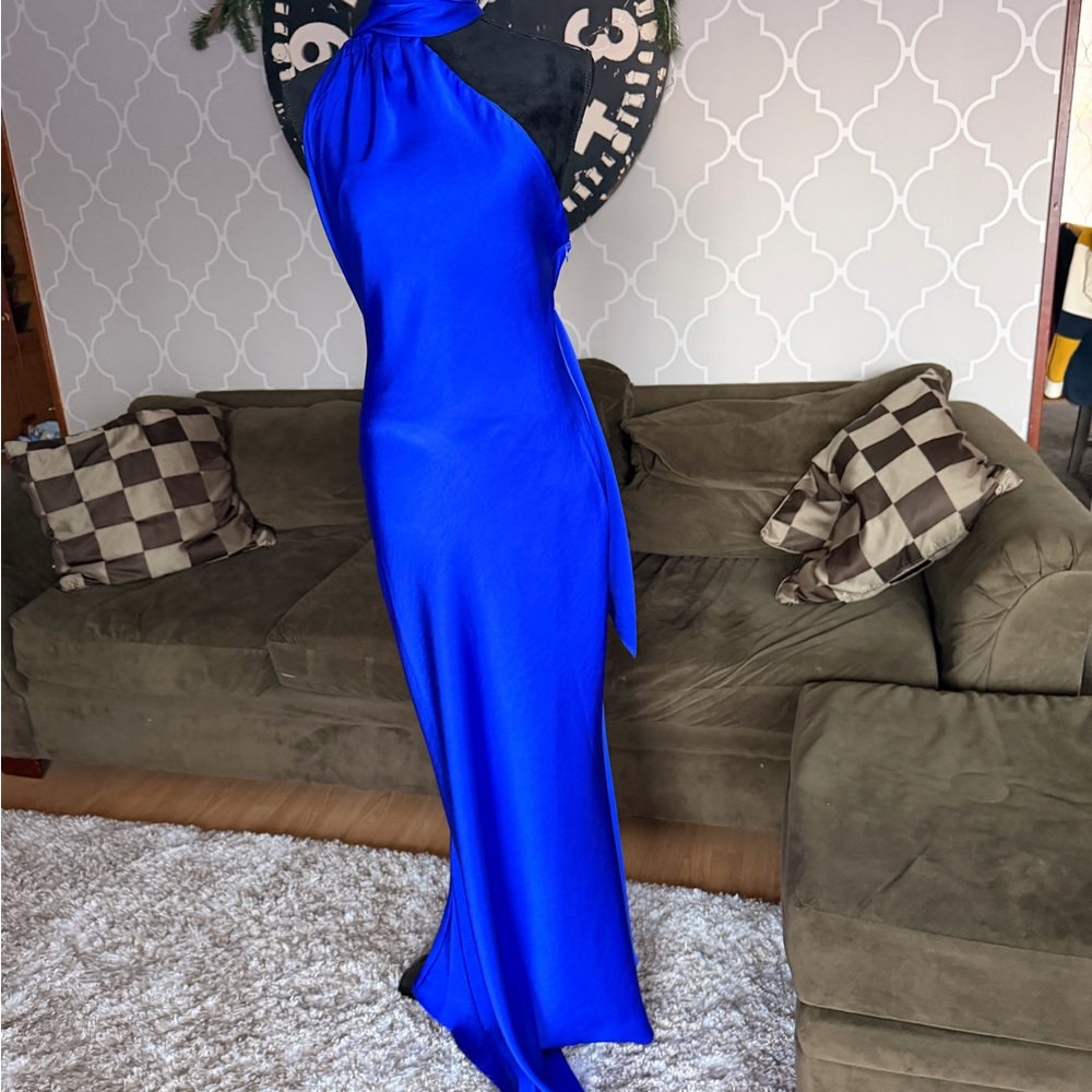 Elegant Blue Halter Dress